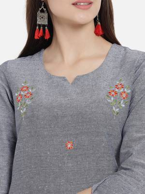 South cotton kurti  with heavy embroidery work 5