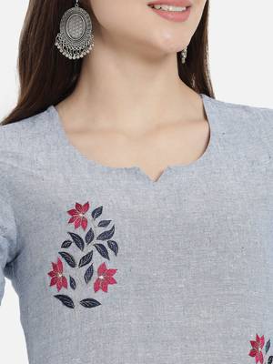 South cotton kurti  with heavy embroidery work 5
