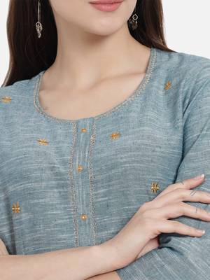 South cotton kurti  with heavy embroidery work 5