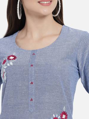 South cotton kurti  with heavy embroidery work 5
