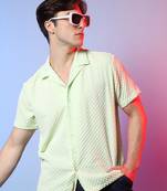 Men's lime green self-design box shirt