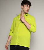 Men's lime green contrast piping shirt