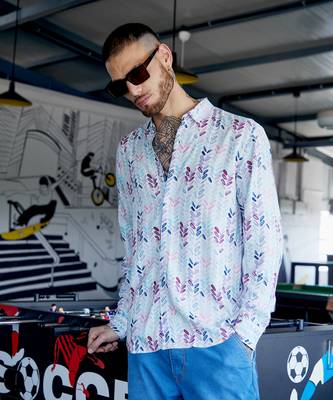 Men's multicolour abstract print regular fit shirt 1