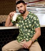 Men's green botanical block shirt