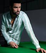 Men's light blue shadow striped shirt