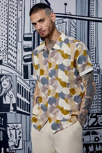 Men's multicolour abstract print shirt