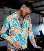 Men's ecoliva multicolour mosaic block shirt