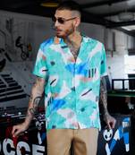 Men's ecoliva mint green abstract strokes shirt
