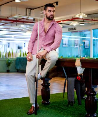 Men's nude pink self-design intertwine shirt 2