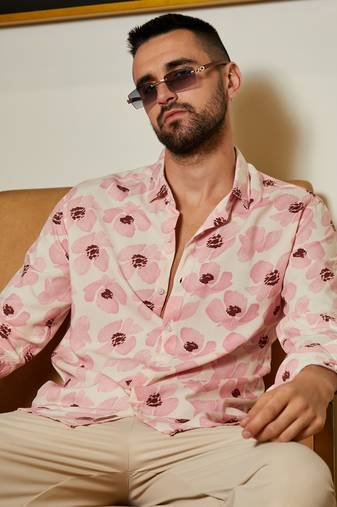 Men's light pink flower petals shirt