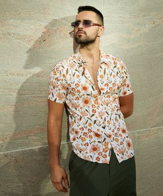 Men's orange flower shirt 1