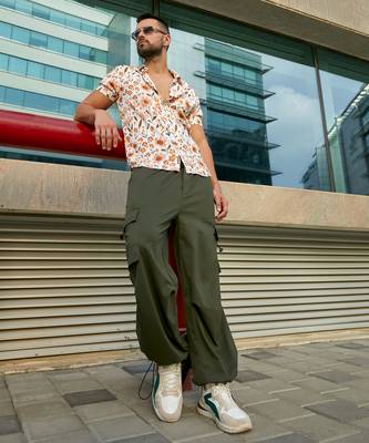 Men's orange flower shirt 2