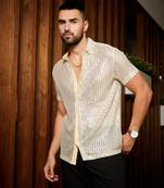 Men's beige sheer sequin shirt