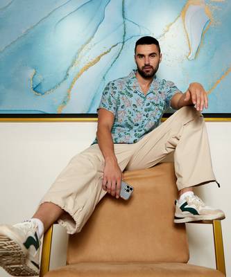 Men's sky blue foliage shirt 2