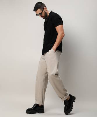 Men's jet black fleece striped shirt 4