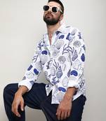 Men's chalk white:indigo blue seashell shirt