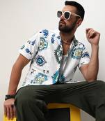 Men's chalk white mesh aztec shirt