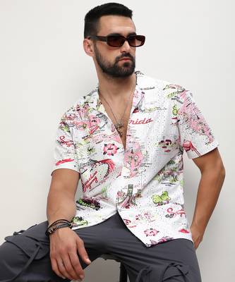 Men's chalk white:blush pink maps shirt 1