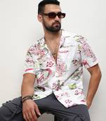 Men's chalk white:blush pink maps shirt