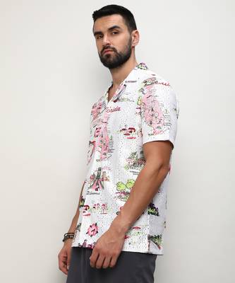 Men's chalk white:blush pink maps shirt 2