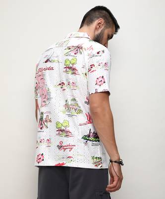 Men's chalk white:blush pink maps shirt 3