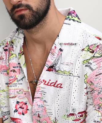 Men's chalk white:blush pink maps shirt 5