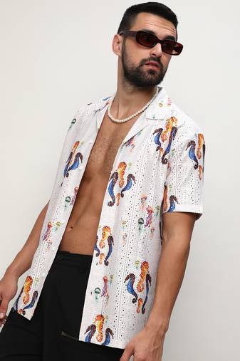Men's multicolour mesh seahorse shirt