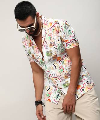 Men's multicolour mesh graphic shirt 1