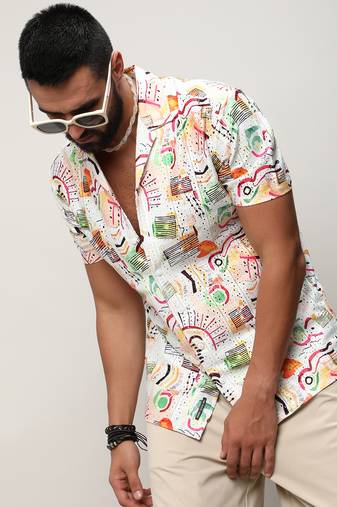 Men's multicolour mesh graphic shirt