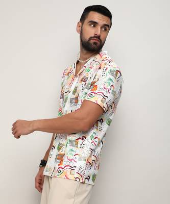 Men's multicolour mesh graphic shirt 2