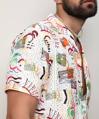 Men's multicolour mesh graphic shirt 5