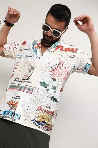 Men's multicolour retro graphic shirt
