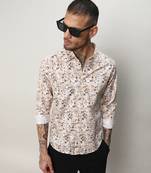 Men's abstract print button up cotton shirt