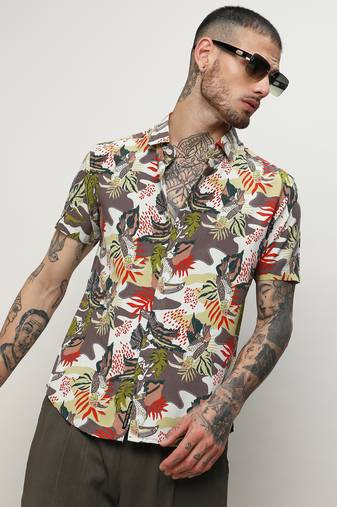 Men's multicolour artistic jungle shirt