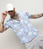 Men's sky blue airy flower shirt