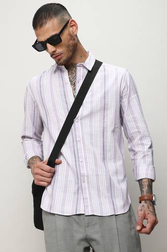 Men's lilac barcode striped shirt
