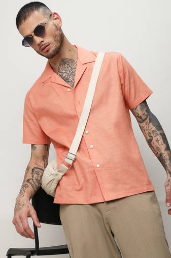 Men's tangarine orange heathered shirt