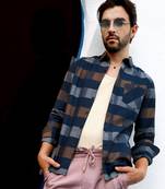 Men's grey & olive green gun club check shirt