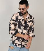 Men's beige & black paint strokes shirt