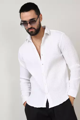 Men's chalk white twisted crease shirt