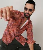 Men's sienna brown animal print shirt