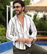 Men's multitrack striped button up shirt