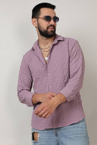 Men's periwinkle purple embossed geometric shirt
