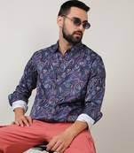 Men's navy blue paisley shirt