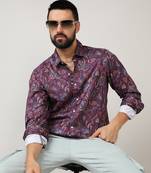 Men's burgundy red paisley shirt