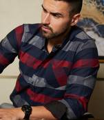 Men's navy blue & red gun club check shirt