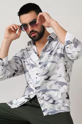 Men's charcoal grey abstract fade shirt