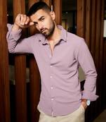 Men's lavender stripe-creased shirt