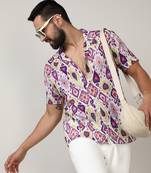 Men's lavender & pear yellow ethnic shirt