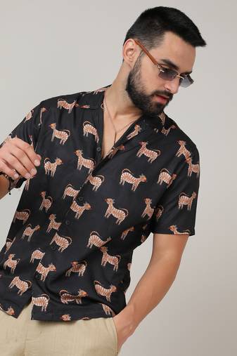 Men's midnight black tiger shirt